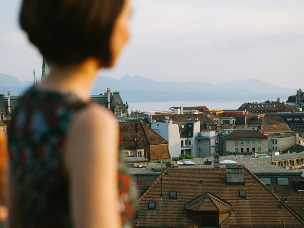 Blick über Lausanne und den Genfersee